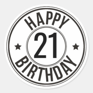 Schwarz & Weiß 21. Geburtstag Runder Aufkleber