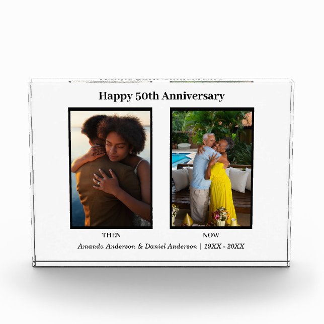 Schwarz-Weiß-2-Foto Collage Jubiläum Fotoblock (Vorderseite)