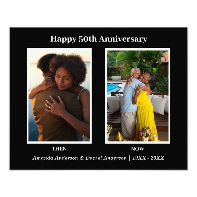 Schwarz-Weiß-2-Foto Collage Jubiläum Fotodruck (Vorne)