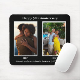 Schwarz-Weiß-2-Foto Collage Jubiläum Mousepad