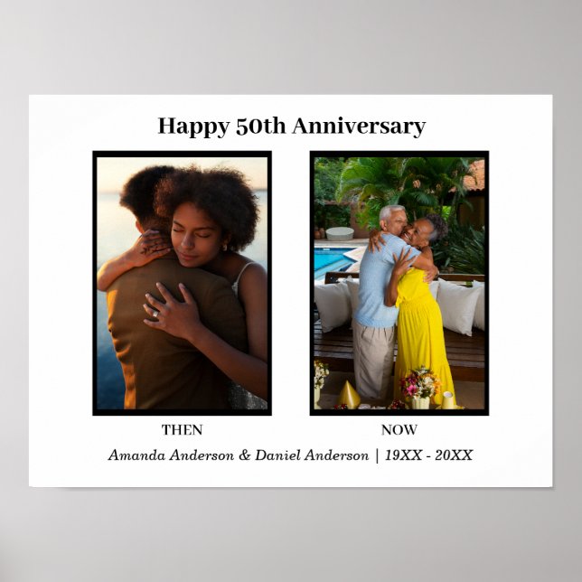 Schwarz-Weiß-2-Foto Collage Jubiläum Poster (Vorne)