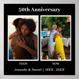Schwarz-Weiß-2-Foto Collage Jubiläum Poster
