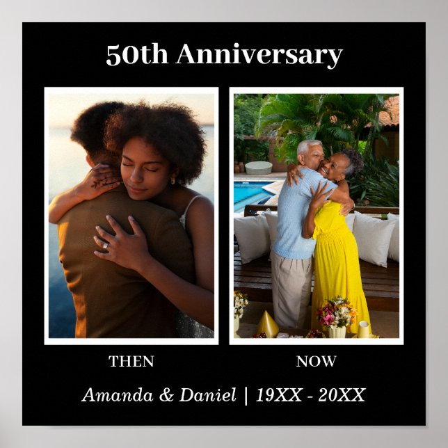 Schwarz-Weiß-2-Foto Collage Jubiläum Poster (Vorne)