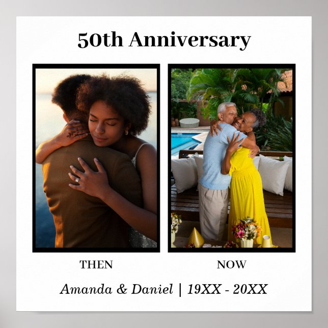 Schwarz-Weiß-2-Foto Collage Jubiläum Poster (Vorne)