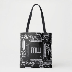 Schwarz-Weiß-2-Monogramm über die gesamte Tasche