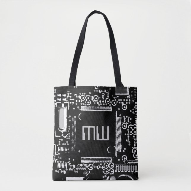 Schwarz-Weiß-2-Monogramm über die gesamte Tasche (Vorderseite)