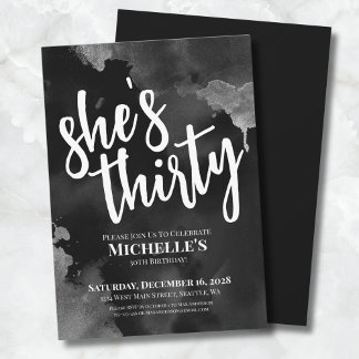 Schwarz-weiß 30. Geburtstag Einladung