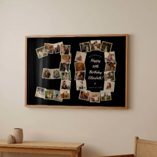 Schwarz-Weiß 30. Geburtstag Zahl 30 Fotocollage Poster