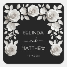 Schwarz-Weiß-3D-Blumenrosen | Hochzeit