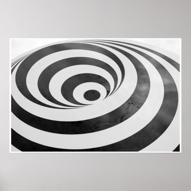 Schwarz-Weiß-3D-Spiralenttäuschung Hypnotisch Poster (Vorne)