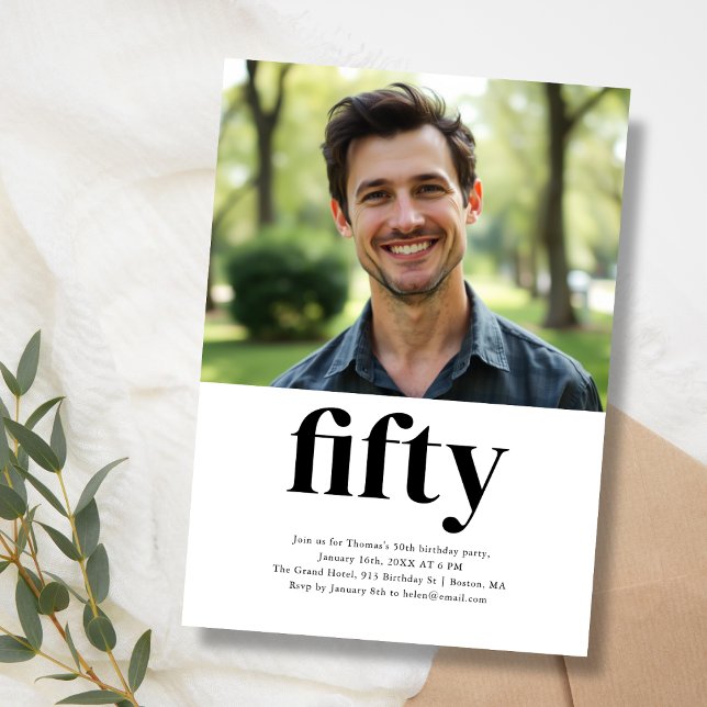 Schwarz & Weiß 50. Geburtstag Einladung (Von Creator hochgeladen)