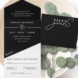Schwarz Weiß 50. Geburtstag oder Jubiläum All In One Einladung