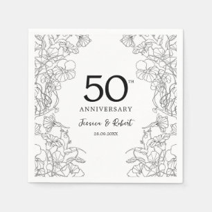 Schwarz-weiß 50 Jahre Serviette