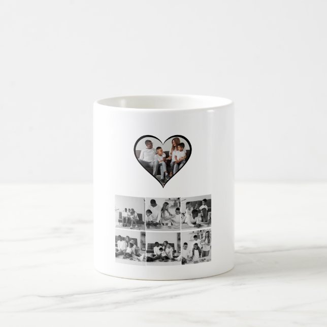 Schwarz-Weiß-7-FotoCollage Kaffeetasse (Mittel)