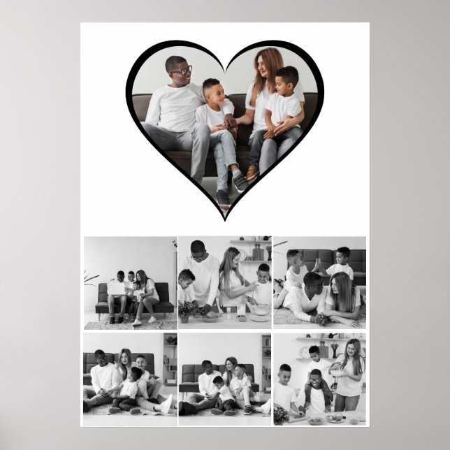 Schwarz-Weiß-7-FotoCollage Poster (Vorne)