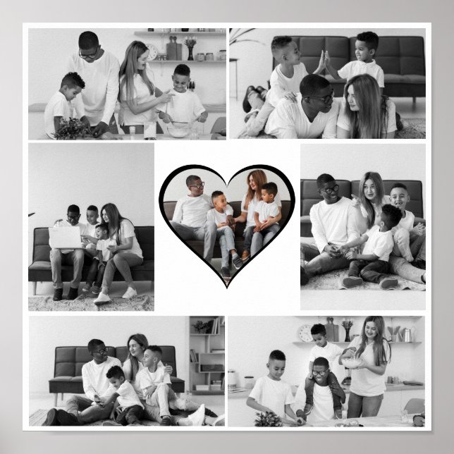 Schwarz-Weiß-7-FotoCollage Poster (Vorne)