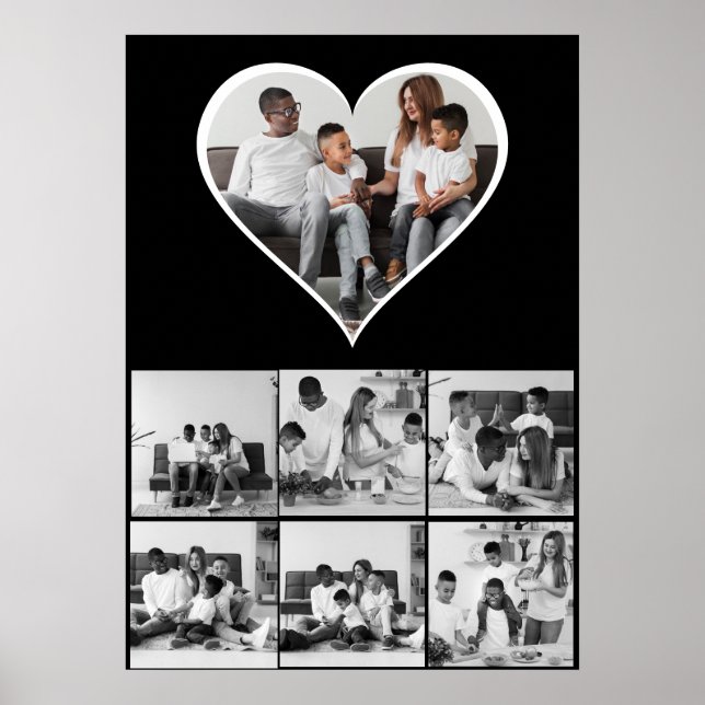Schwarz-Weiß-7-FotoCollage Poster (Vorne)