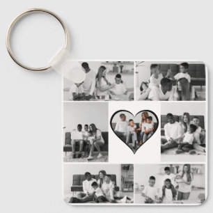 Schwarz-Weiß-7-FotoCollage Schlüsselanhänger