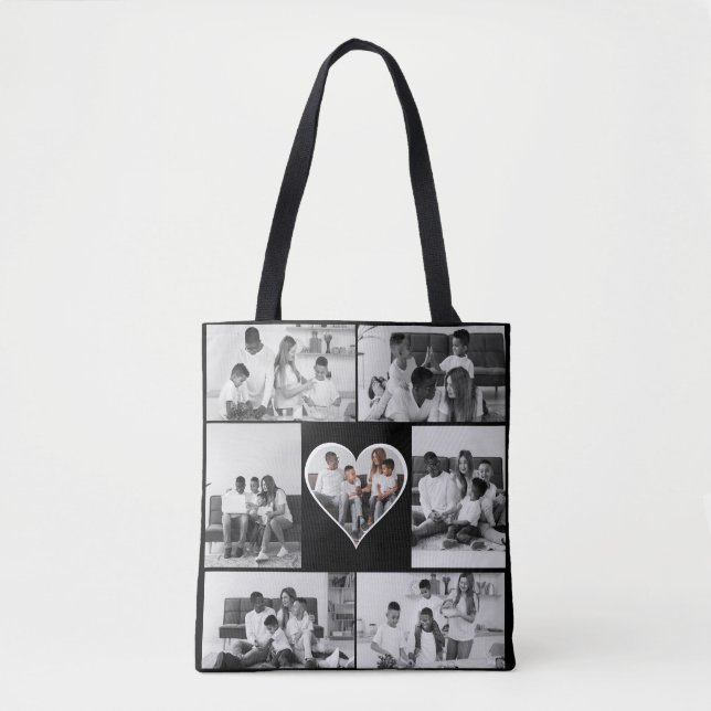 Schwarz-Weiß-7-FotoCollage Tasche (Vorderseite)