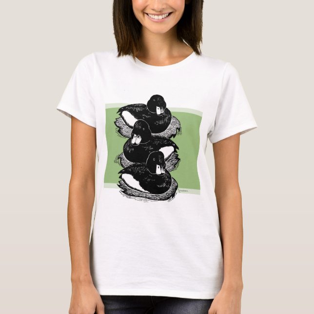 Schwarz-Weiß-Abbildung von gefiederten Enten T-Shirt (Vorderseite)