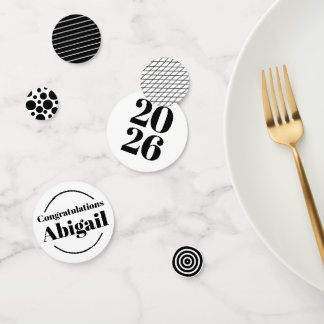Schwarz & Weiß Abschluss 2026 Benutzerdefinierter  Konfetti