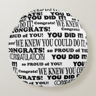 Schwarz-Weiß-Abschluss Word Art Throw Kissen
