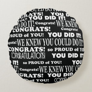 Schwarz-Weiß-Abschluss Word Art Throw Kissen