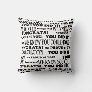 Schwarz-Weiß-Abschluss Word Art Throw Kissen