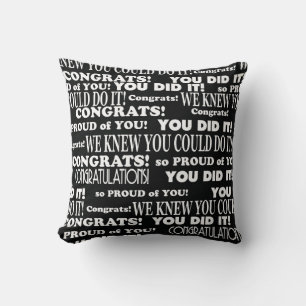 Schwarz-Weiß-Abschluss Word Art Throw Kissen