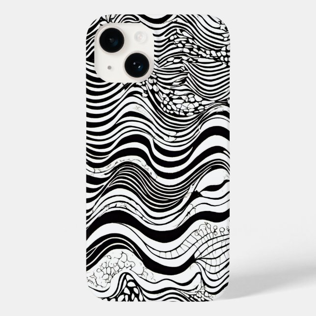 Schwarz-Weiß-Abstract-Design Case-Mate iPhone 14 Hülle (Rückseite)