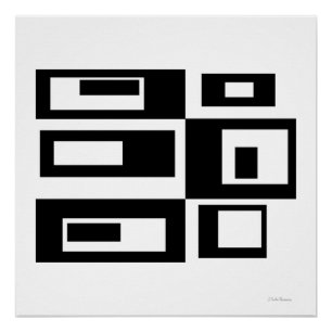 Schwarz-Weiß-Abstract-Squares-POSTER Poster