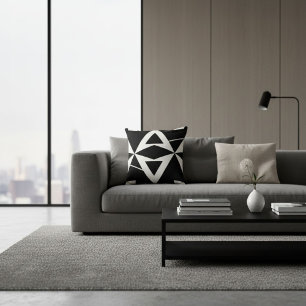 Schwarz-weiß abstrakt modern trendy retro cool  kissen