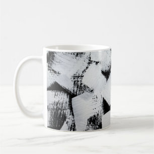 Schwarz weiß, abstrakte bemalte Leinwand. Kaffeetasse
