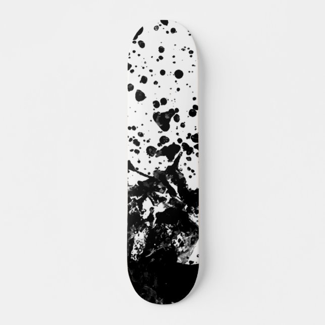 Schwarz-Weiß-Abstrakte Flüssigkeitsplanung Skateboard (Vorne)