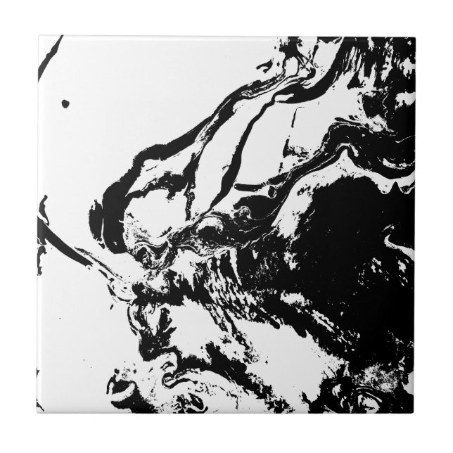 Schwarz-Weiß-Abstrakte Gesichter - Kunst Fliese (Vorderseite)