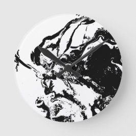Schwarz-Weiß-Abstrakte Gesichter - Kunst Runde Wanduhr