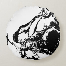 Schwarz-Weiß-Abstrakte Gesichter - Kunst Rundes Kissen