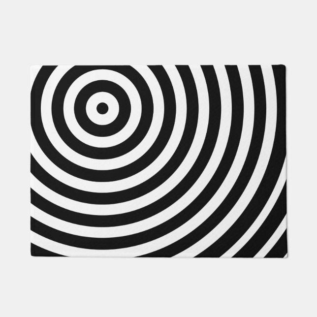 Schwarz-Weiß-Abstrakte Hypnotic Bull's Eye Fußmatte (Vorderseite)