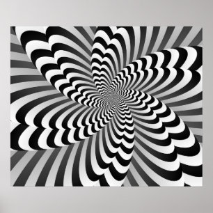 Schwarz-Weiß-Abstrakte Illusion Moderne Kunst Poster