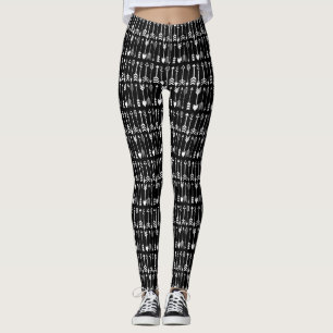 Schwarz-Weiß-Abstraktes Aztec-Arrow-Muster Leggings
