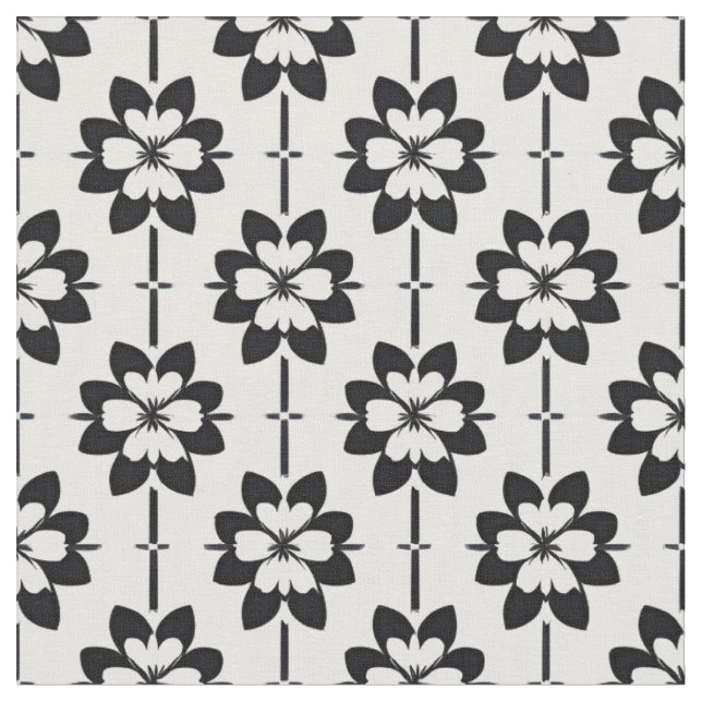 Schwarz-Weiß-Abstraktes Blumenmuster Stoff (Nahaufnahme)