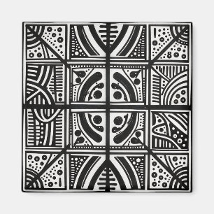 Schwarz-weiß abstraktes geometrisches Muster Magnet