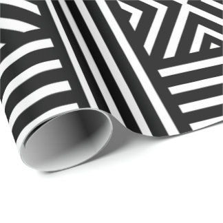 Schwarz-weiß abstraktes Linienmuster Geschenkpapier