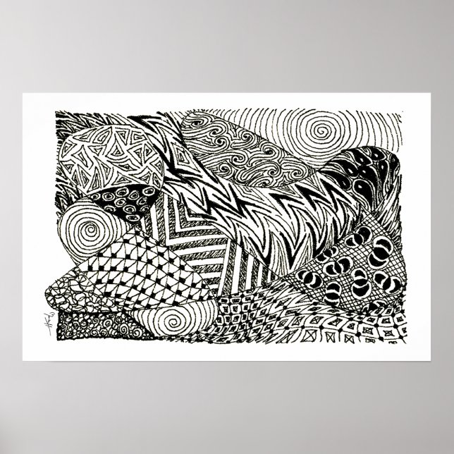 Schwarz-Weiß-Abstraktes Manatee Poster (Vorne)