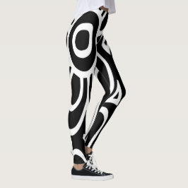 Schwarz-Weiß-Abstraktes Muster Leggings