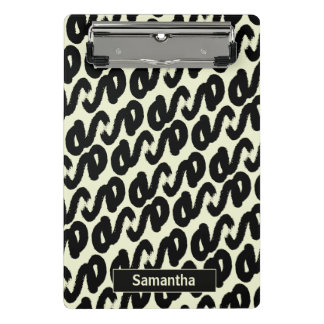 schwarz-weiß abstraktes Muster-Monogramm Mini Klemmbrett