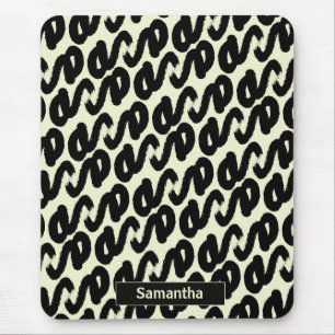 schwarz-weiß abstraktes Muster-Monogramm  Mousepad