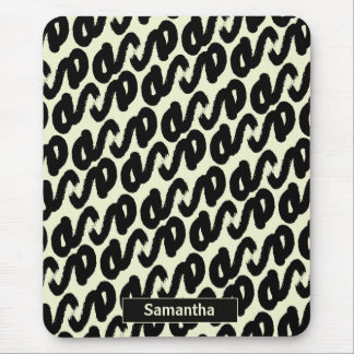 schwarz-weiß abstraktes Muster-Monogramm Mousepad