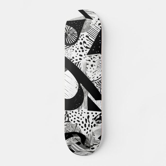 Schwarz-Weiß-Abstraktes Muster Skateboard (Vorderseite)