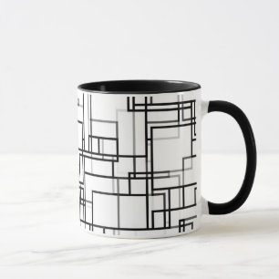 Schwarz-Weiß-Abstraktes Muster Tasse